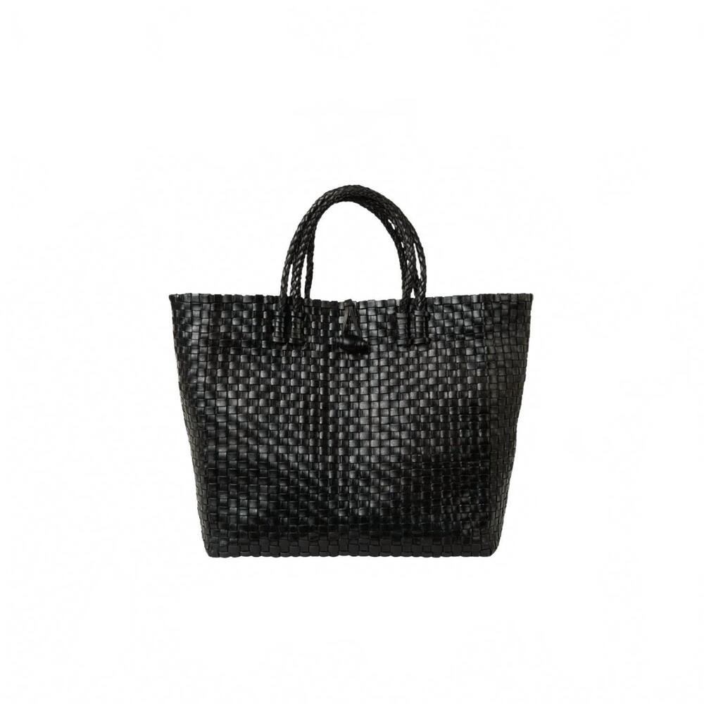 NEW SARAH STEWART women's laura braided leather tote in black